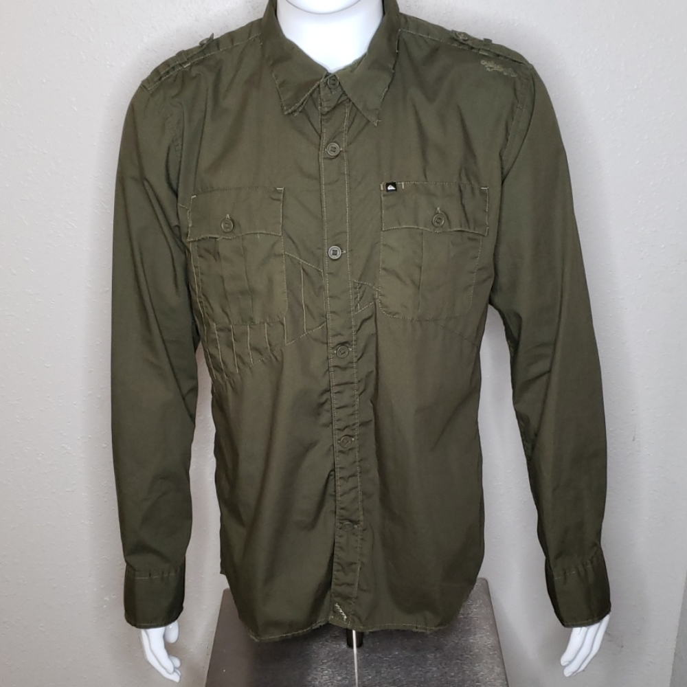 Quicksilver button up military inspired shirt